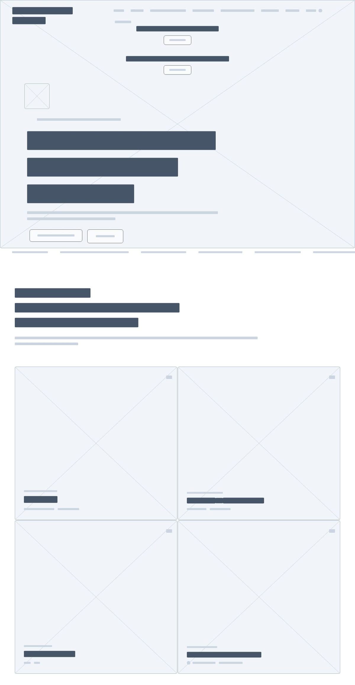 Wireframe view of the Pottery by Tolu homepage layout